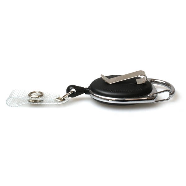 Bilde av Black carabiner ID badge reel with belt clip and strap. 60270190 (DE,SE,NO,FI,RO,PL)